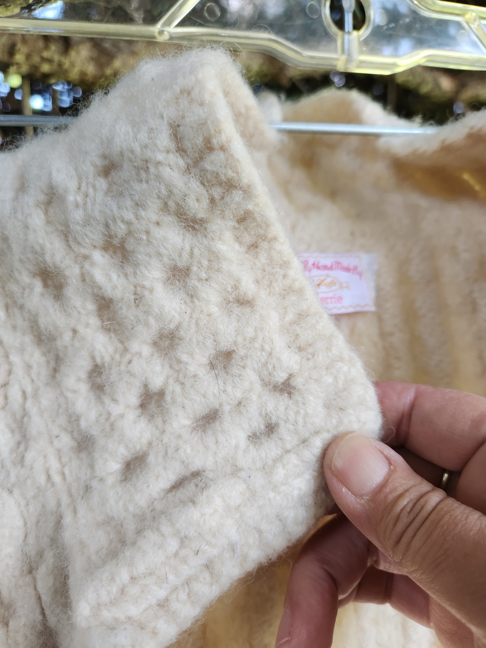 Vintage Handmade Heavy 100% Sheep Wool Cardigan Sweater Jacket Flawless Cream - Picture 7 of 10